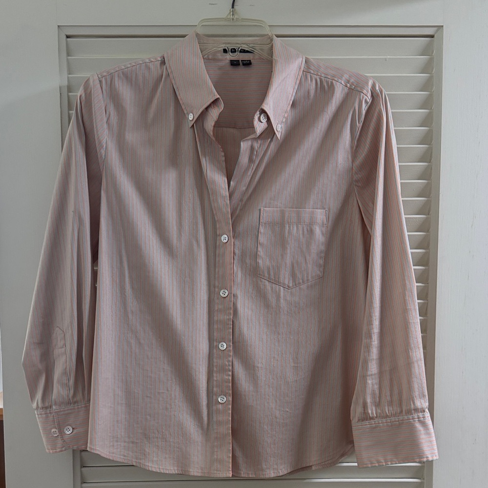 Theory womens Light Pink Striped Button-Down Shirt